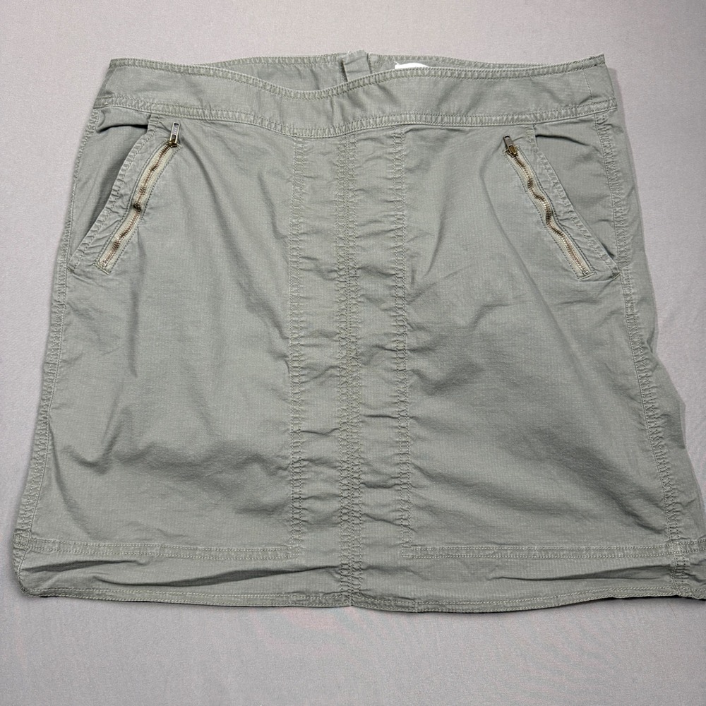 Ann Taylor LOFT Olive‎ Green Mini Skirt Zipper Pockets Casual Womens Size 14